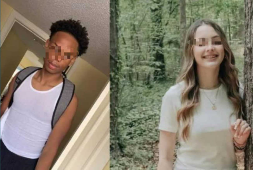 美國北卡羅萊納州18歲少年克拉克（左）與14歲少女伍茲（右），身中多槍陳屍住家附近。（圖／翻攝自推特）