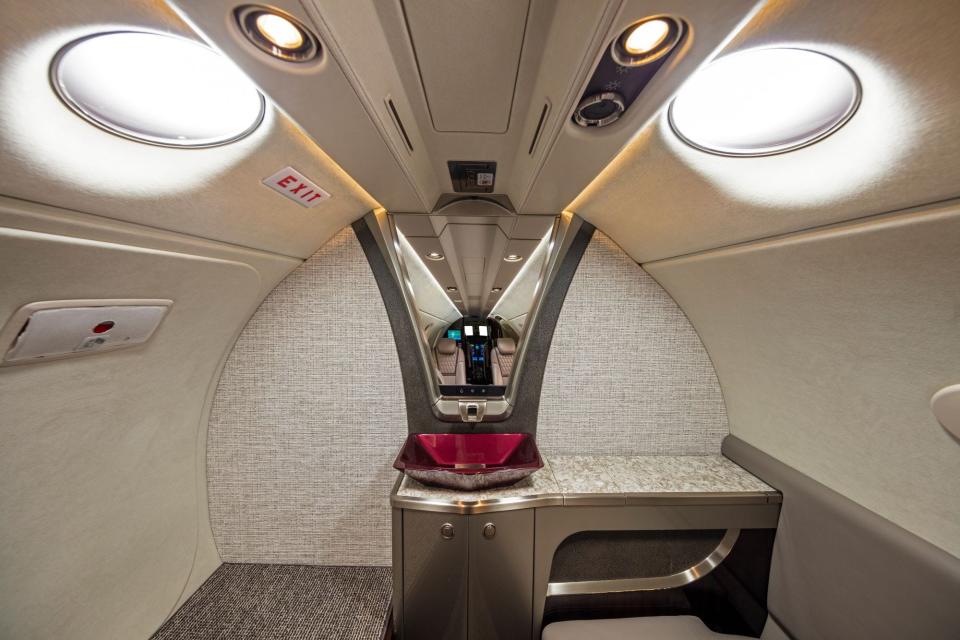 A view of the lavatory in the CJ4.