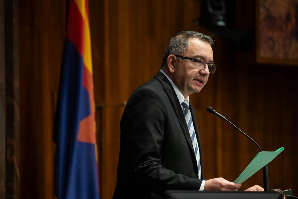 House Speaker Ben Toma on the House floor inside the House of Representatives in Phoenix on Jan. 24, 2024.