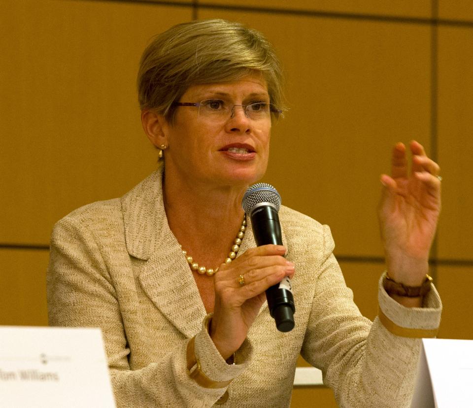 Laura Brunner, the Port's president and chief executive officer, speaks at an event in 2013.