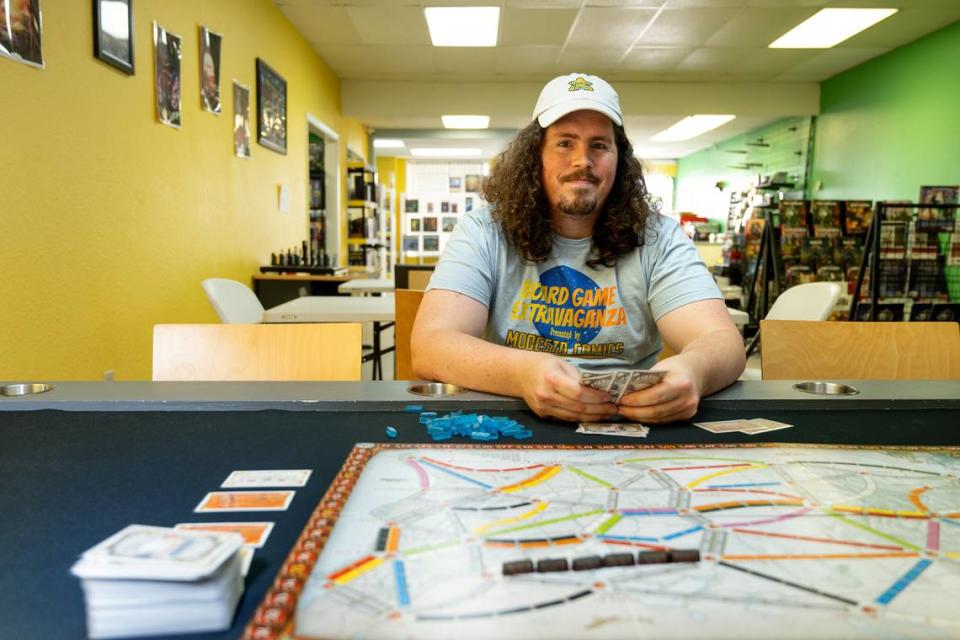Rob Van Tuinen, owner of Meeple Valley Board Game Cafe, in Modesto, Calif., Thursday, March 21, 2024.