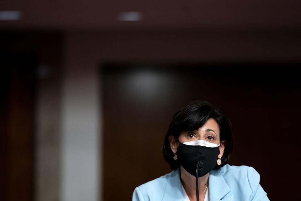 Dr. Rochelle Walensky, director of the Centers for Disease Control and Prevention, answers questions at a Senate Health, Education, Labor and Pensions Committee hearing on Capitol Hill on Jan. 11, 2022, in Washington, D.C.