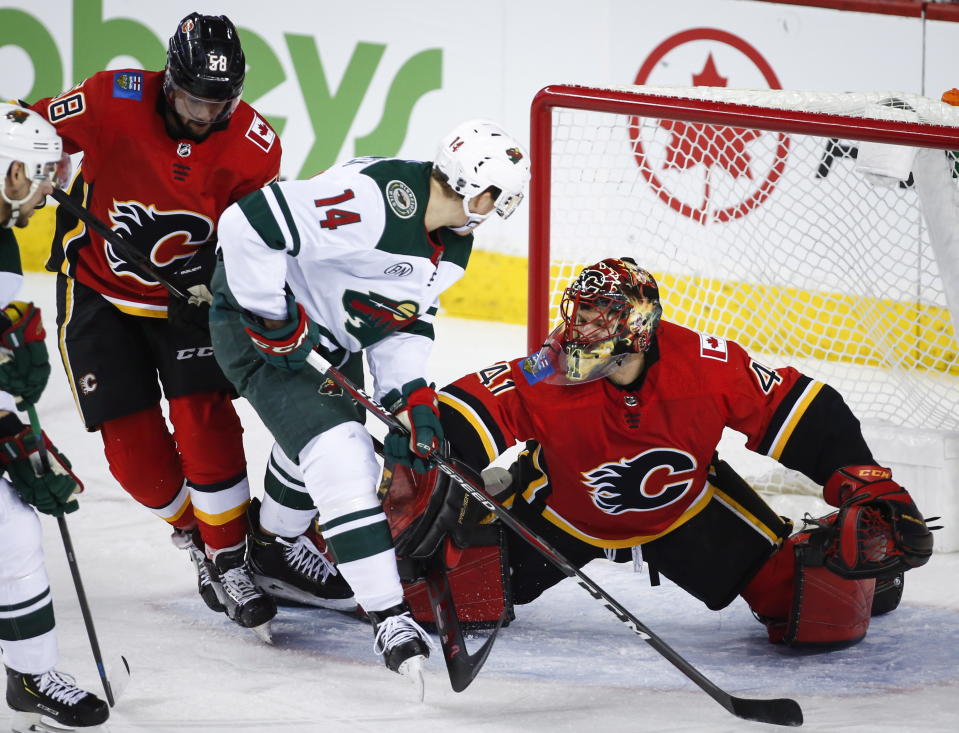 Mike Smith is no longer a young buck, but he is just getting better as the season goes on. (Jeff McIntosh/The Canadian Press via AP)