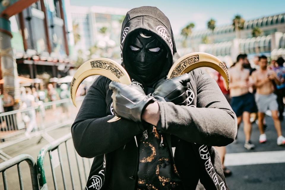 A cosplayer dressed as Moon Knight at San Diego Comic-Con 2022.