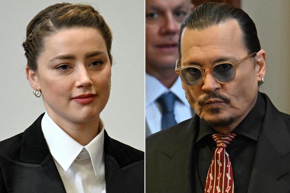 US actress Amber Heard arrives in the courtroom at the Fairfax County Circuit Court in Fairfax, Virginia, on May 3, 2022. - US actor Johnny Depp sued his ex-wife Amber Heard for libel in Fairfax County Circuit Court after she wrote an op-ed piece in The Washington Post in 2018 referring to herself as a "public figure representing domestic abuse." US actor Johnny Depp arrives in the courtroom at the Fairfax County Circuit Court in Fairfax, Virginia, on May 3, 2022. - US actor Johnny Depp sued his ex-wife Amber Heard for libel in Fairfax County Circuit Court after she wrote an op-ed piece in The Washington Post in 2018 referring to herself as a "public figure representing domestic abuse."