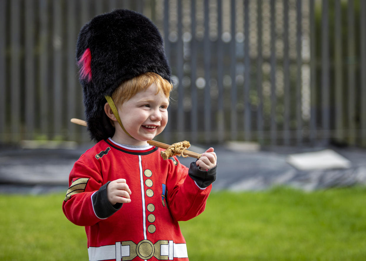 Edward Almond, 3, loves saluting and marching for the Queen. (swns)