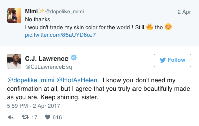 Aspiring model Mimi Mbah, who has beautiful, dark skin, fired back at a troll who told her she'd look better if her skin color was lighter.