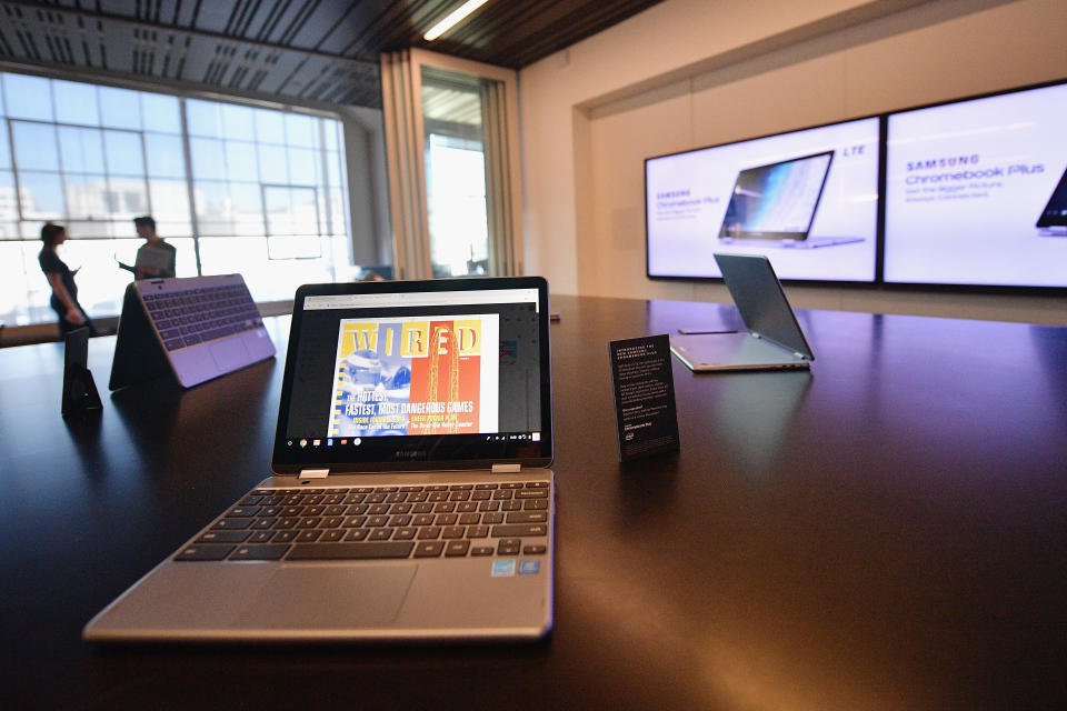 SAN FRANCISCO, CA - OCTOBER 12:  Samsung Chromebook Plus displayed at WIRED25 Work: Inside San Francisco's Most Innovative Workplaces on October 12, 2018 in San Francisco, California.  (Photo by Matt Winkelmeyer/Getty Images for WIRED25  )