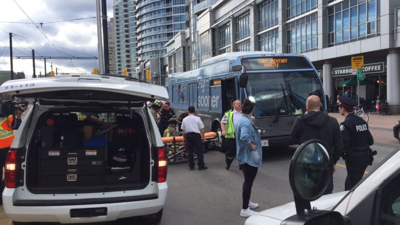 Woman struck by airport shuttle bus sent to trauma centre with serious injuries