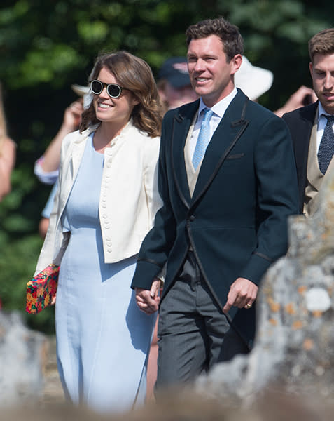 princess eugenie and jack brooksbank attend friends wedding