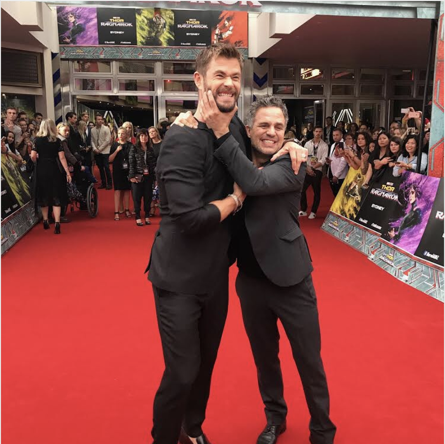 <p>“Man, I really can never get tired of seeing this guy’s face,” the Hulk admitted of Chris Hemsworth, his <em>Thor: Ragnarok</em> co-star. Their new flick is getting stellar reviews, and it’s pretty evident they aren’t faking the chemistry for the cameras. (Photo: <a rel="nofollow noopener" href="https://www.instagram.com/p/BaUiOsSF9iO/?taken-by=markruffalo" target="_blank" data-ylk="slk:Mark Ruffalo via Instagram;elm:context_link;itc:0;sec:content-canvas" class="link ">Mark Ruffalo via Instagram</a>) </p>