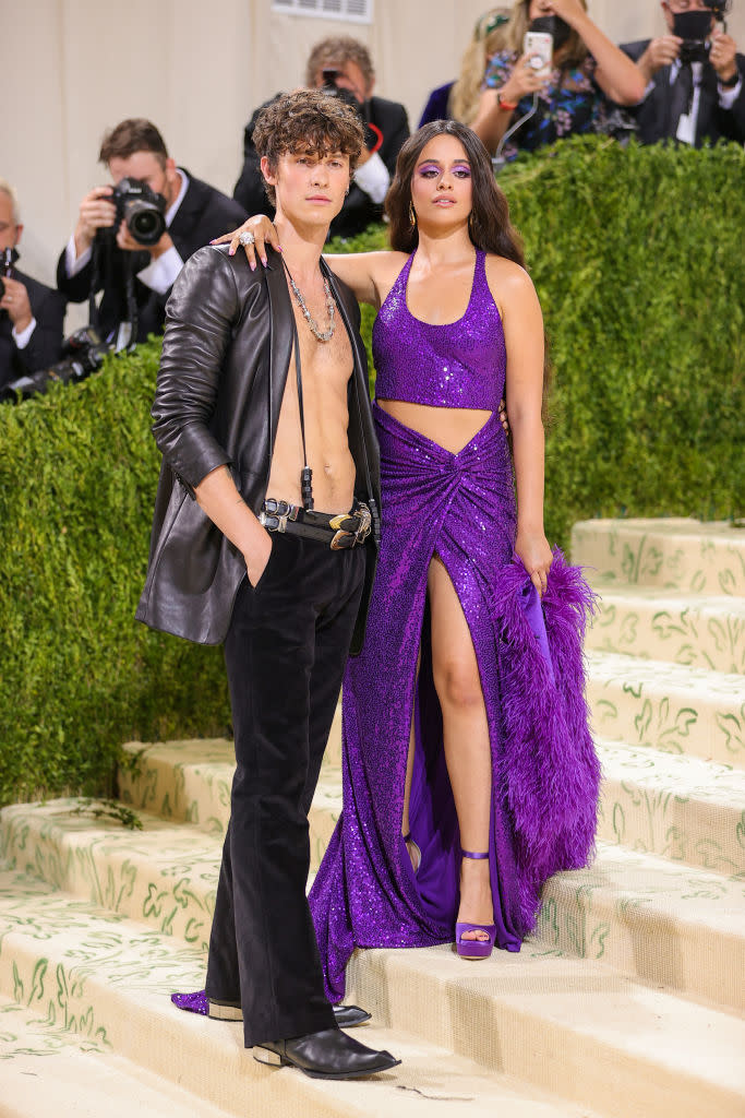Shawn Mendes and Camila Cabello both opted for brave boundary-pushing ensembles at last night's Met Gala. (Getty Images)