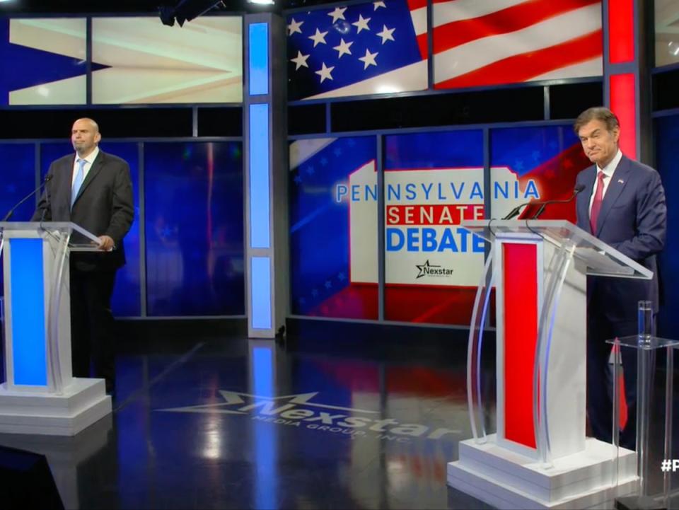 John Fetterman and Mehmet Oz debate ahead of election for US Senate seat in Pennsylvania (Screen grab)