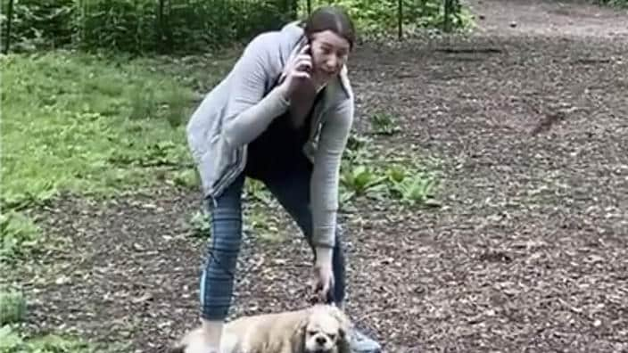 This May 25, 2020 file image, taken from video provided by Black birdwatcher Christian Cooper, shows Amy Cooper with her dog calling police on him at Central Park in New York. The lawsuit she filed against her former employer for firing her over the incident was dismissed. (Photo: Christian Cooper via AP, File)