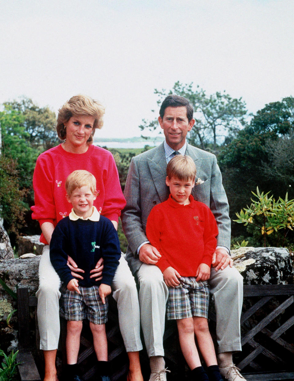 The Princes with both their parents during a family holiday in the Scilly Isles [Photo: PA]