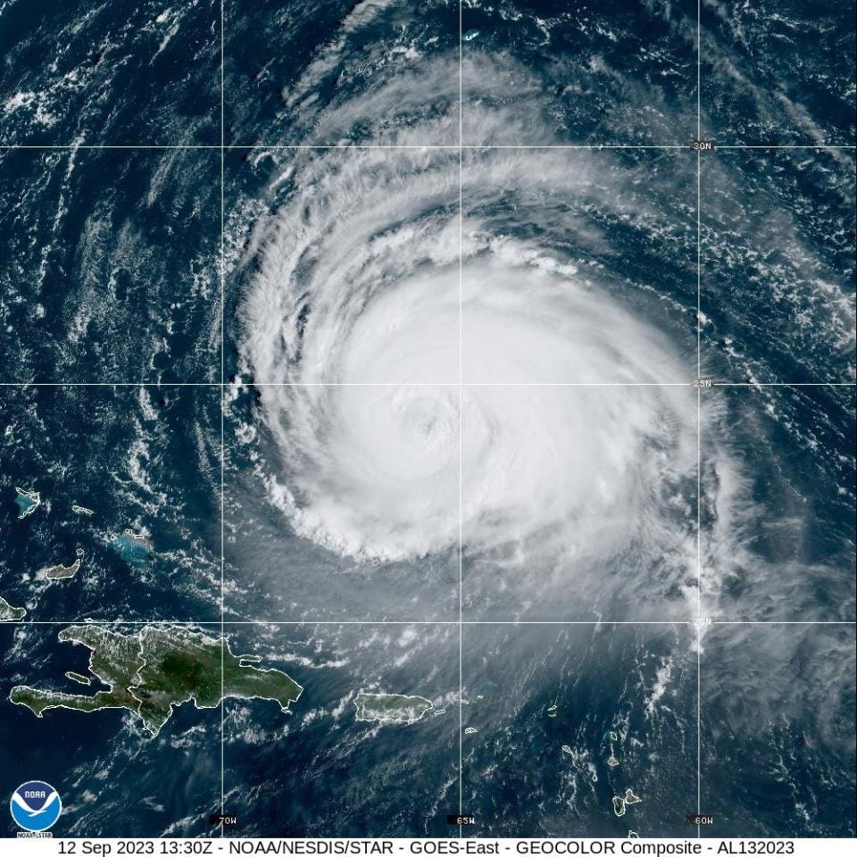 Satellite view of Hurricane Lee 11 a.m. Sept. 12, 2023.