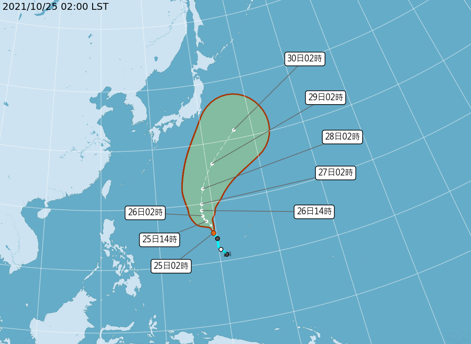 準瑪瑙颱風預測路徑出爐。（圖／中央氣象局）