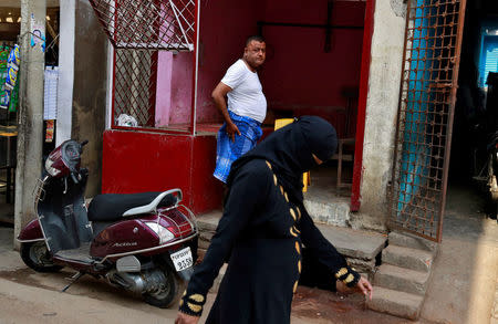 A member of the Qureshi community is pictured outside his butcher's shop, ordered to close, following regulations imposed by newly elected Uttar Pradesh State Chief Minister, Yogi Adityanath, in Lucknow, India, April 6, 2017. Picture taken April 6, 2017. REUTERS/Cathal McNaughton