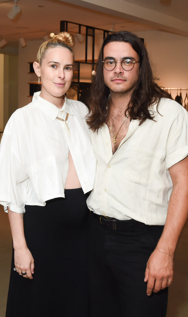 Rumer Willis and Derek Richard Thomas at the God’s True Cashmere x Nick Fouquet Collaboration Launch at Just One Eye on October 25, 2023 in Los Angeles, California. <em>Photo by Gilbert Flores/WWD via Getty Images.</em>