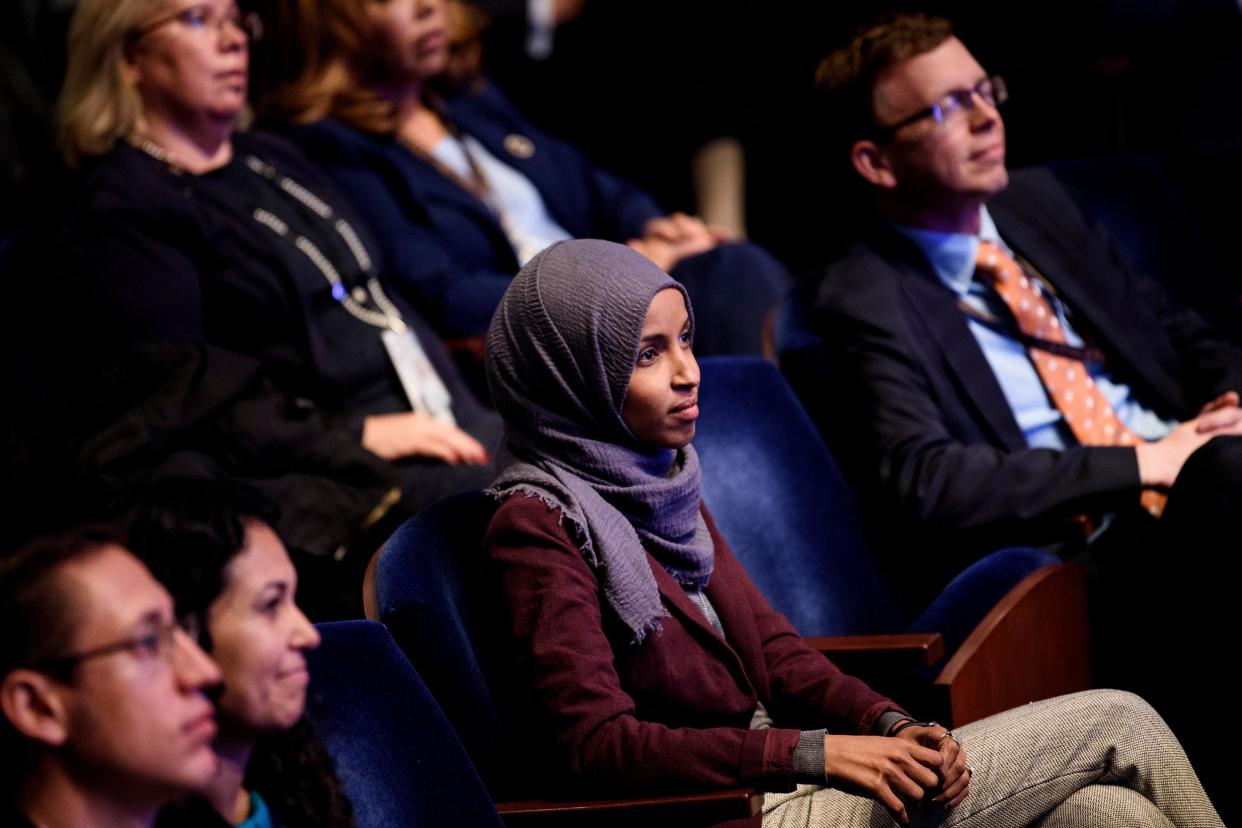 Incoming Representative Ilhan Omar and others are looking to change the rules about religious headwear on the US House floor: BRENDAN SMIALOWSKI/AFP/Getty Images