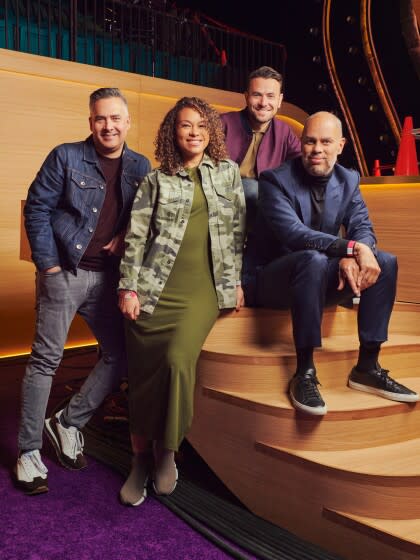 Portrait of four of the showrunners responsible for this year's Grammy Awards