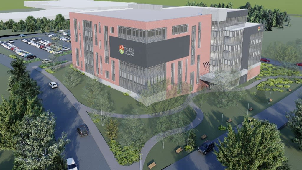 An artistic rendering of the planned home of the University of P.E.I.'s future medical school and related faculties. The school is scheduled to begin accepting students in 2025. (Submitted by UPEI - image credit)