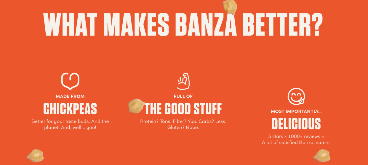 a banza image showing the nutrition facts