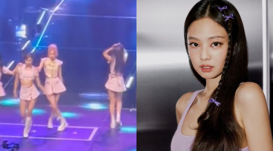 Jennie因身體不適，敬業上台演出仍被醫療團隊喊卡。（翻攝自推特、jennie IG）