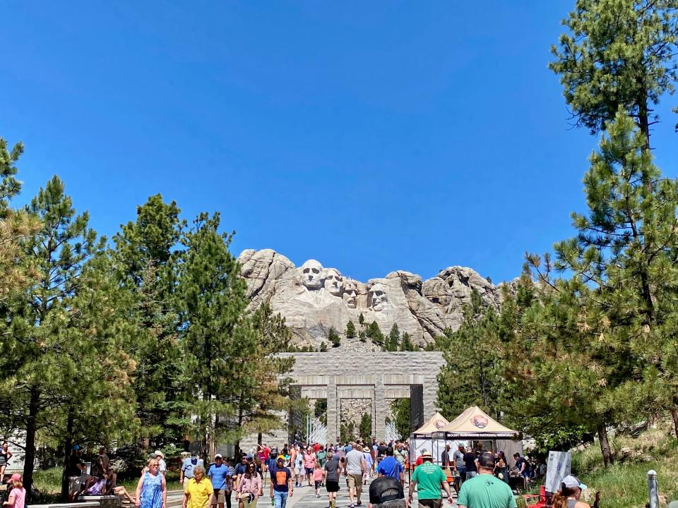 At the end of June, Mount Rushmore was filled with tourists.
