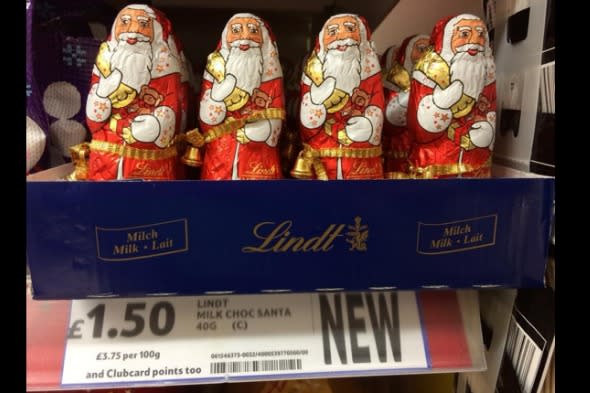 Chocolate Santas in Tesco in September