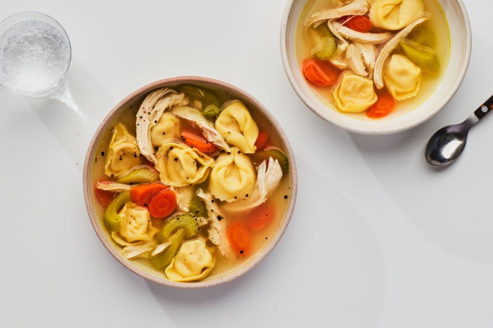 <h1 class="title">Tortellini Dinner Small Plates Chicken tortellini soup</h1><cite class="credit">Photo by Chelsea Kyle, Prop Styling by Beatrice Chastka, Food Styling by Michelle Gatton</cite>