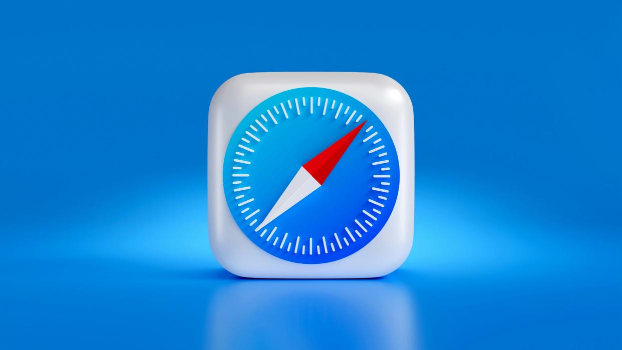  Apple Safari logo on a blue background. 