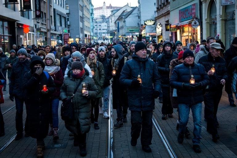 Manifestación contra Fico en 2018.