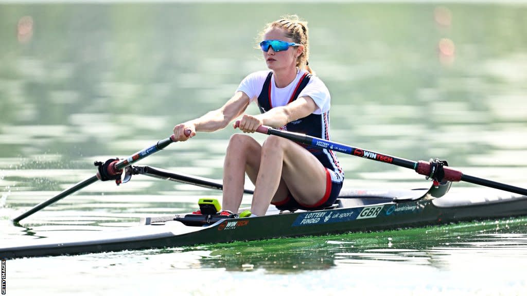 Olivia Bates rowing