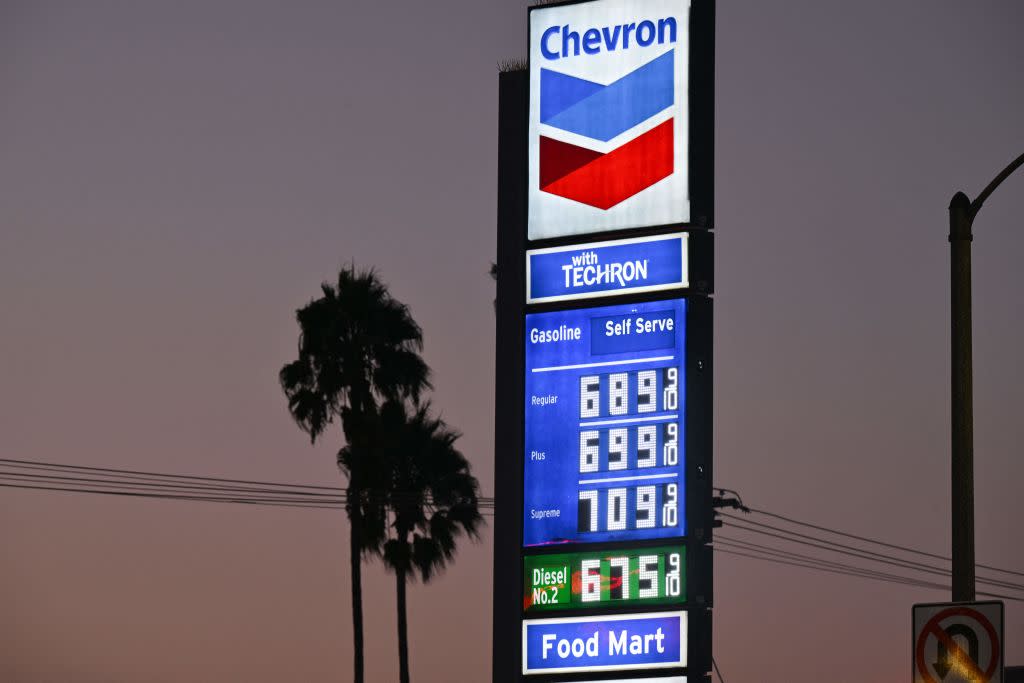  A Chevron gas station in California. 