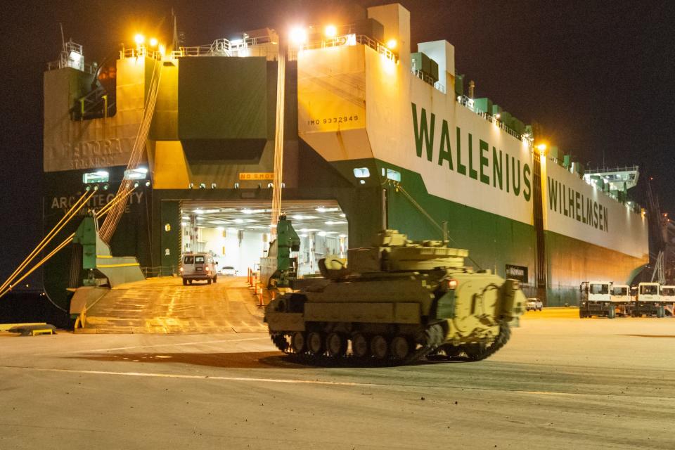 Bradley Fighting Vehicle cargo ship Charleston South Carolina