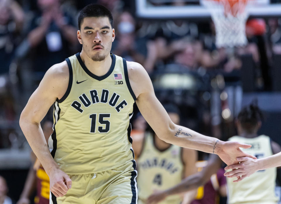Zach Edey and Purdue will be under intense scrutiny after last year's first-round exit. (Michael Hickey/Getty Images)