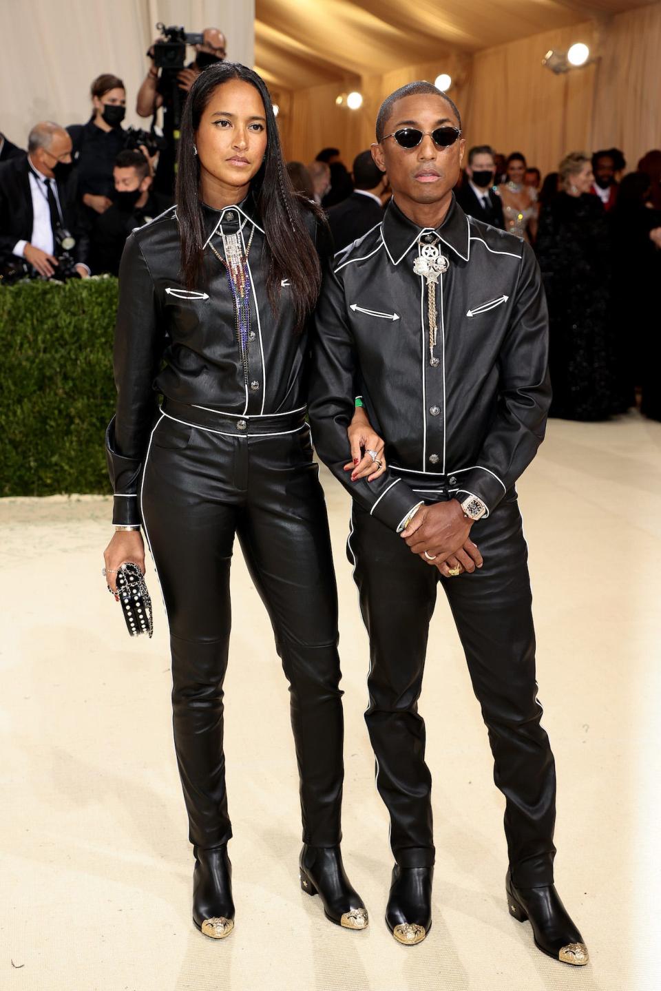 Pharrell Williams and Helen Lasichanh at the 2021 Met Gala.