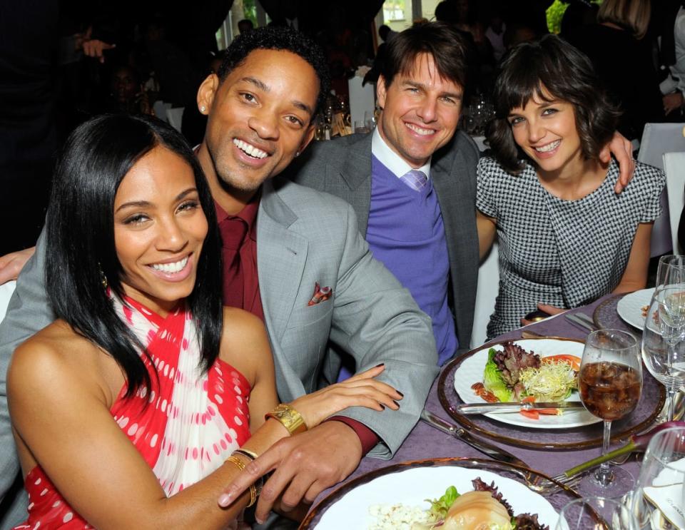 <div class="inline-image__caption"><p>Jada Pinkett Smith, Will Smith, Tom Cruise and Katie Holmes pose at a luncheon at the Beverly Hills Hotel on February 21, 2008, in Beverly Hills, California.</p></div> <div class="inline-image__credit">Charley Gallay/Getty</div>