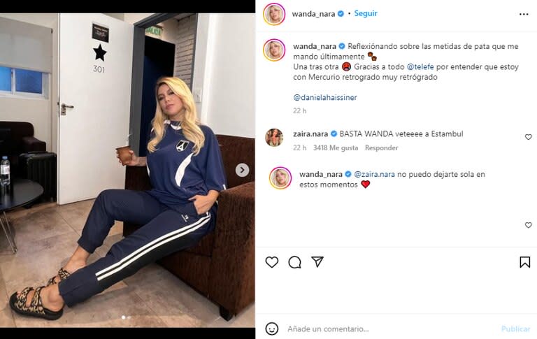 El intercambio de Wanda y Zaira Nara bajo el posteo de disculpas de la empresaria