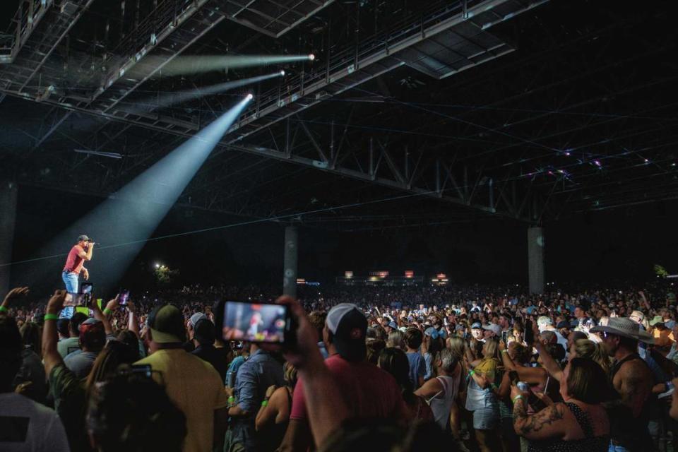 A nearly sold-out crowd was at PNC Music Pavilion for the Luke Bryan show.