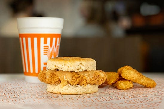 The Honey Butter Chicken Biscuit Whatameal, with hash brown sticksand coffee is a popular breakfast option at Whataburger, which recently opened its newest Northeast Florida restaurant at 10600 San Jose Blvd. near Interstate 295 in the Mandarin neighborhood of Jacksonville.