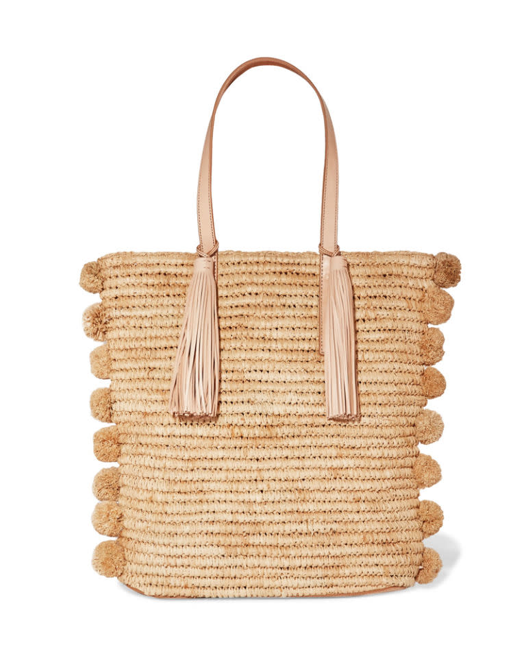 <p>Pom pom basket tote, <a rel="nofollow noopener" href="https://www.net-a-porter.com/gb/en/product/849190/Loeffler_Randall/cruise-pompom-embellished-leather-trimmed-woven-raffia-tote" target="_blank" data-ylk="slk:£320;elm:context_link;itc:0;sec:content-canvas" class="link ">£320</a> </p>