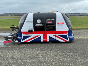 Westfield's AutoSweep POD, the UK’s first fully autonomous pure electric road sweeper, featuring LeddarTech's Leddar Pixell.