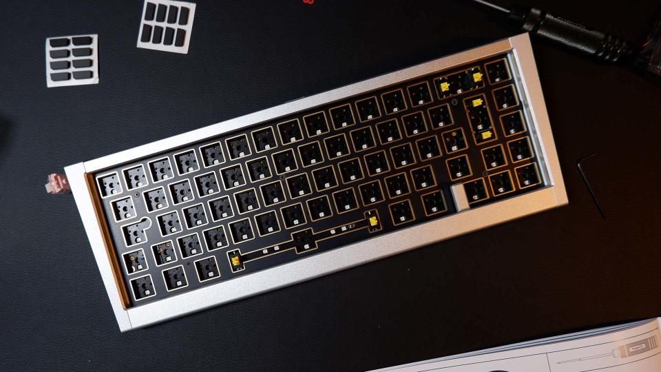 Ducky ProjectD Outlaw65 keyboard in the process of being built.