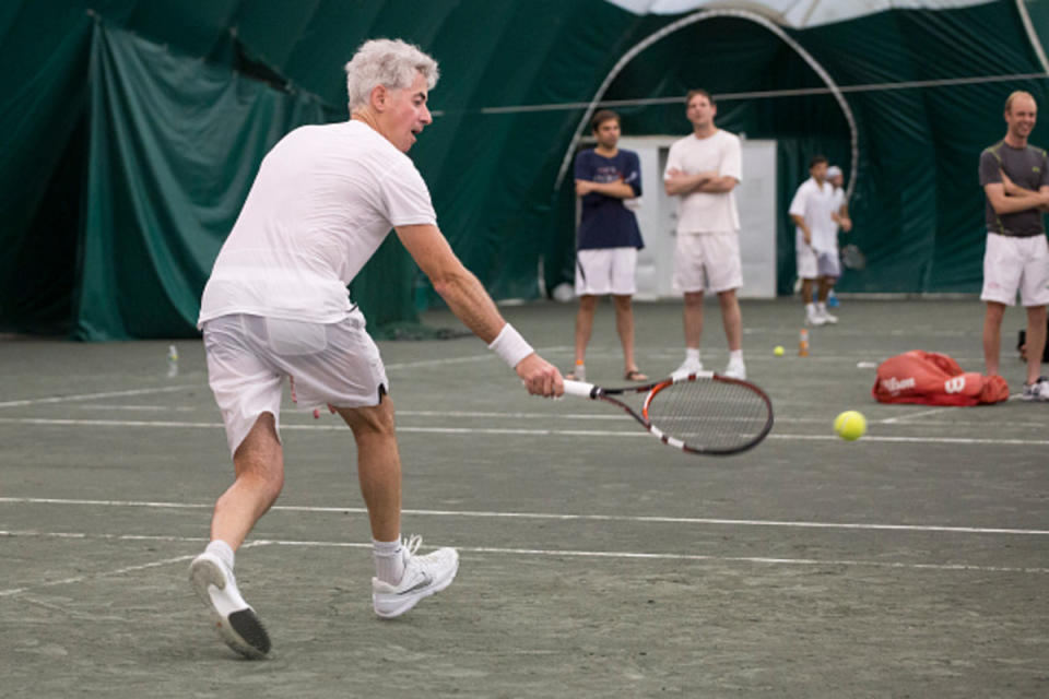 Bill Ackman, CEO of Pershing Square Capital Management, plays tennis in Nike gear Photographer: Michael Nagle/Bloomberg via Getty Images