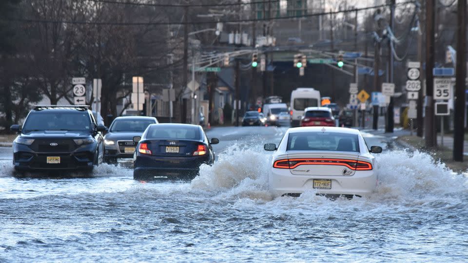 Heavy rain flooded the roadways in Wayne, New Jersey, stranding cars as rivers and streams overflowed. - Kyle Mazza/Anadolu/Getty Images