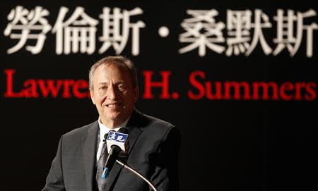 Lawrence H. Summers, ex-Director of the White House's National Economic Council, gives a speech during a business forum "The United States, China, and Taiwan: Roles and Responsibility in a Global Economy" in Taipei in this May 30, 2012, file photo. REUTERS/Pichi Chuang/Files