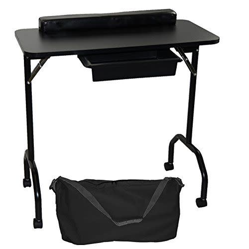 7) LCL Beauty Black Portable Folding 1-Drawer Manicure Table