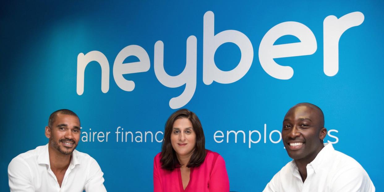 The founders of Neyber, from left: Ezechi Britton, Monica Kalia, and Martin Ijaha.